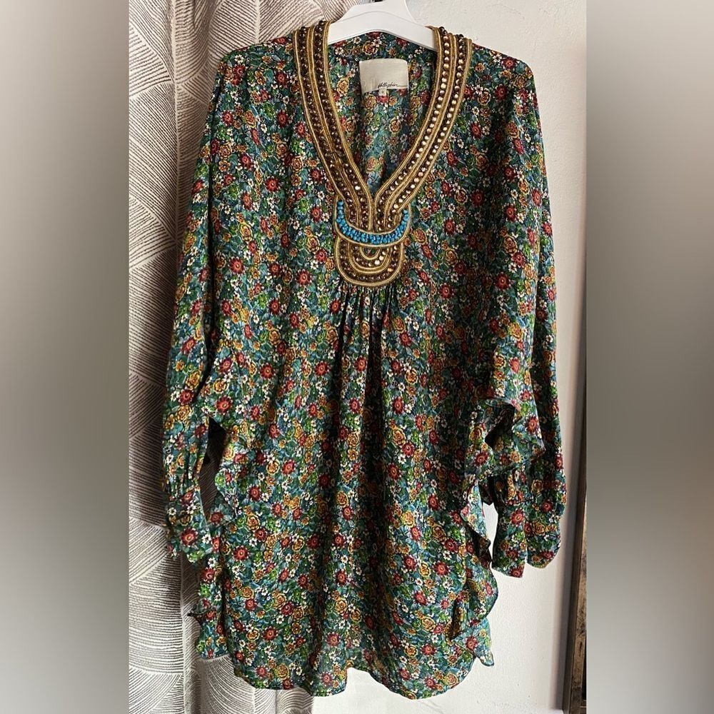 3.1 Phillip Lim silk floral embellished beaded kaftan dress Size US 0